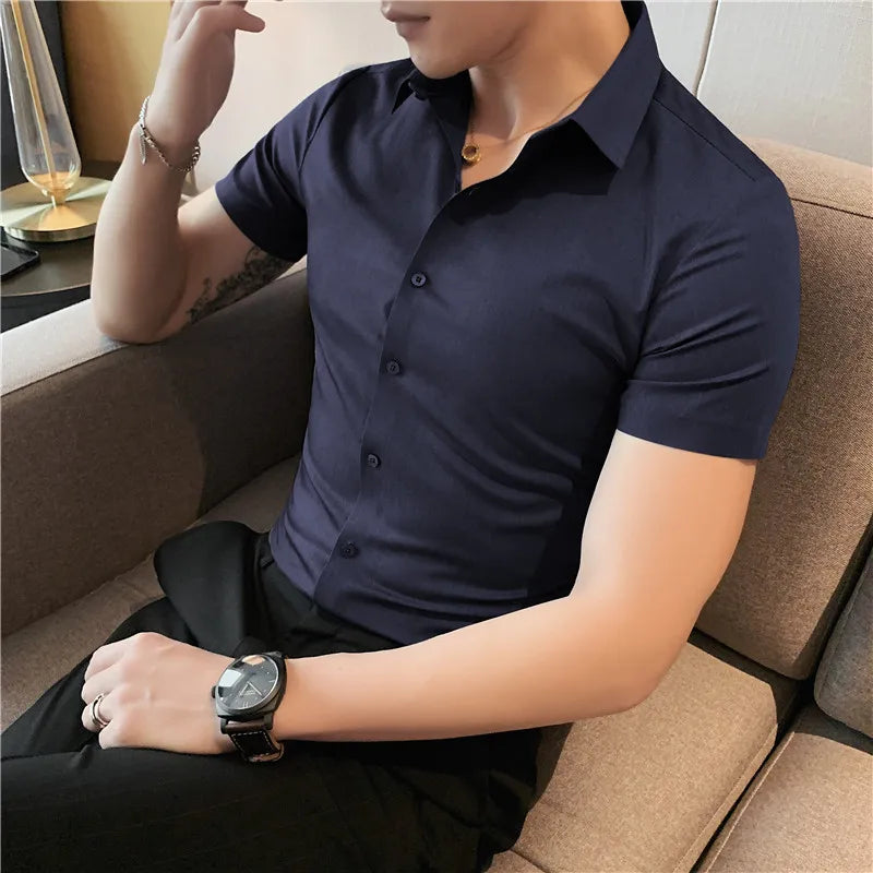 Latest 2025  Men's  Short Sleeved Casual Business shirt