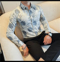 Men 's Korean Style  Business Floral Shirt
