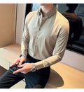 British Style Striped  Men' s Long Sleeve  Shirt