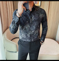 Men 's Korean Style  Business Floral Shirt
