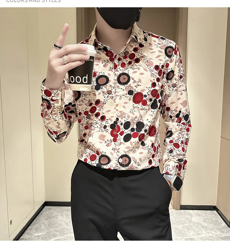 Hot Selling Long Sleeve Flower Shirt for Men