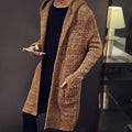 Alluring  Winter New Fashion Korean Style Men's Solid Color Long Sleeve Knitted Casual Trendy Hooded Sweater Coat