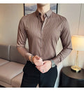 British Style Striped  Men' s Long Sleeve  Shirt