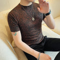 Leopard Pattern T Shirt For Men Summer Short Sleeve