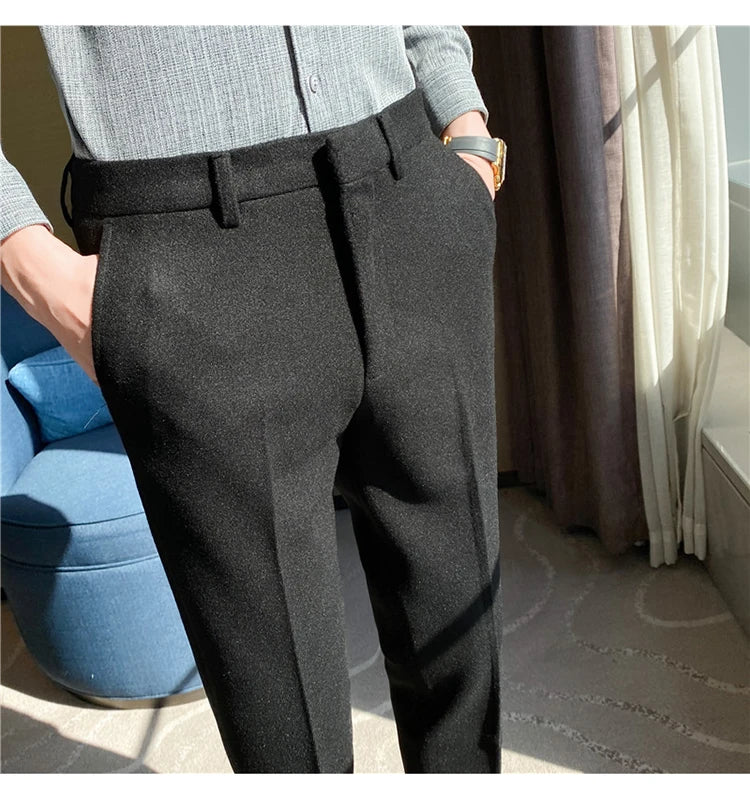 New Thick Business  Woolen Trousers for Men