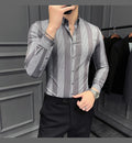 New  Spring  Striped Long Sleeved Shirt For Men