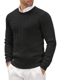 Men's All-Season Cable Knit Pullover Sweater with Rope Twist Pattern