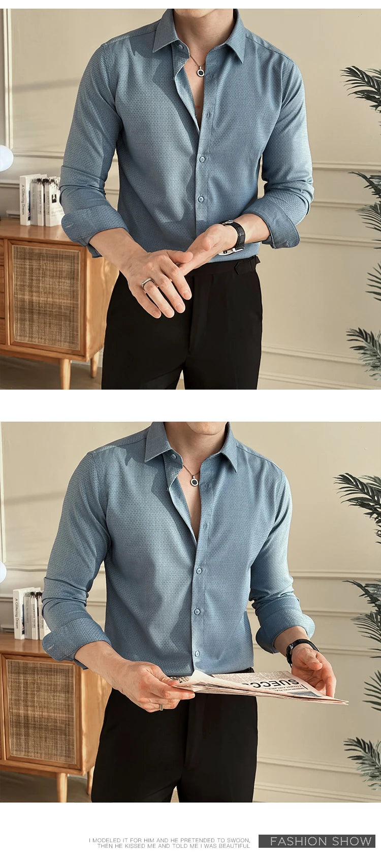 2025 Autumn New Arrival Men's Long - Sleeve Business Casual Shirt