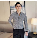 Elegant  striped long-sleeved men's slim fit business shirt