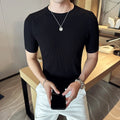 Men's Business Casual Slim Fit Silk Short Sleeve T Shirt