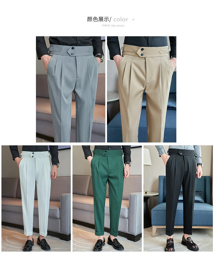 Men's  New  British Style High Waist Trousers