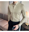British Style Striped  Men' s Long Sleeve  Shirt