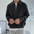 Korean Quality Youth POLO Collar Sweater. Men Winter Thickened Loose Half Zipper Sweater for Winter