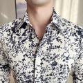 Men's New Arrival Retro Print Long Sleeved Shirt