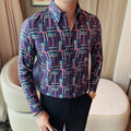 Men's Slim Fit Long-Sleeved Elastic Retro Shirt