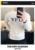 Men's Long Sleeve Casual Business Sweaters Slim Fit Round Necked