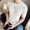 Men's Business Casual Slim Fit Silk Short Sleeve T Shirt