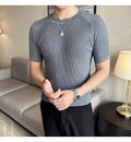 Men's Business Casual Slim Fit Silk Short Sleeve T Shirt
