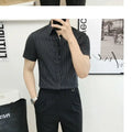 Casual Slim Fit Men Short Sleeve Non Iron Striped Light Shirt