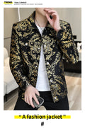 Men's Luxury Gold Jacquard Jacket for  Autumn Winter Season