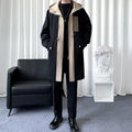 Fashionable Men's overcoat, high-quality hooded jacket, windproof, warm,