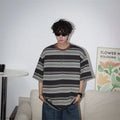 Marvelous  Men's Striped  Short Sleeve O-neck Loose  T-shirt