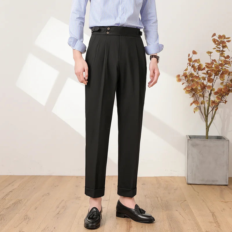 High Quality Men High Waist Suit Pants