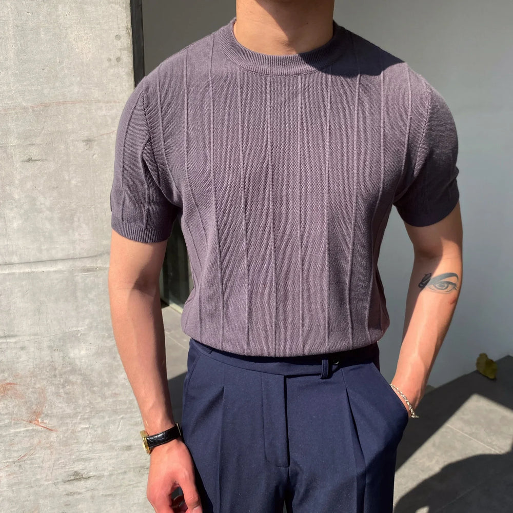 Men's Light Luxury Knit T Shirt  Round Neck