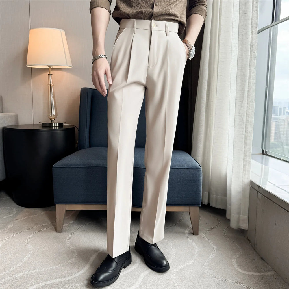 Men'S  Casual Pants Elastic  Business Suit Pants .It is worn in Office or Wedding Functions