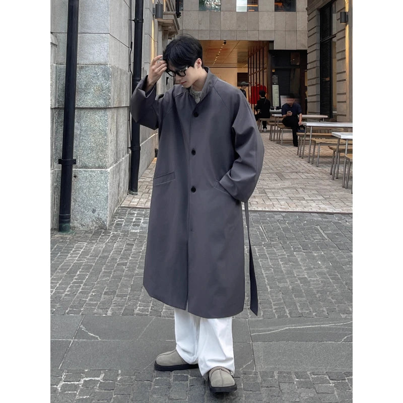 New Men's Mid-length Windbreaker Collar Lengthened Over The Knee. High-quality Men's Windproof Jacket up to 5 XL