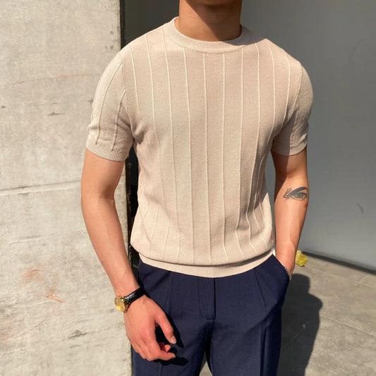 Men's Light Luxury Knit T Shirt  Round Neck