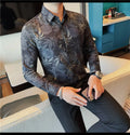 Men 's Korean Style  Business Floral Shirt