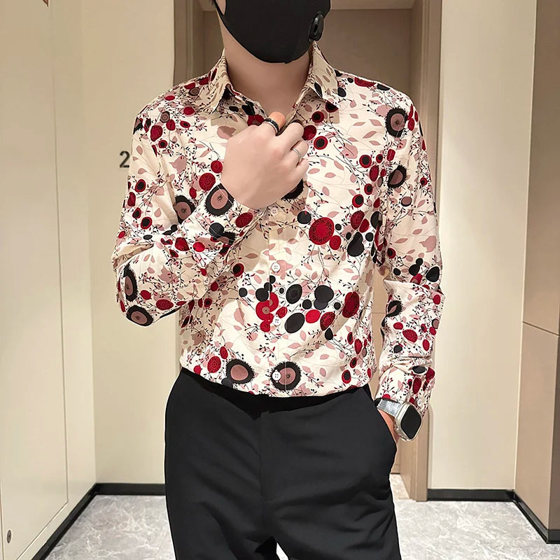 Hot Selling Long Sleeve Flower Shirt for Men