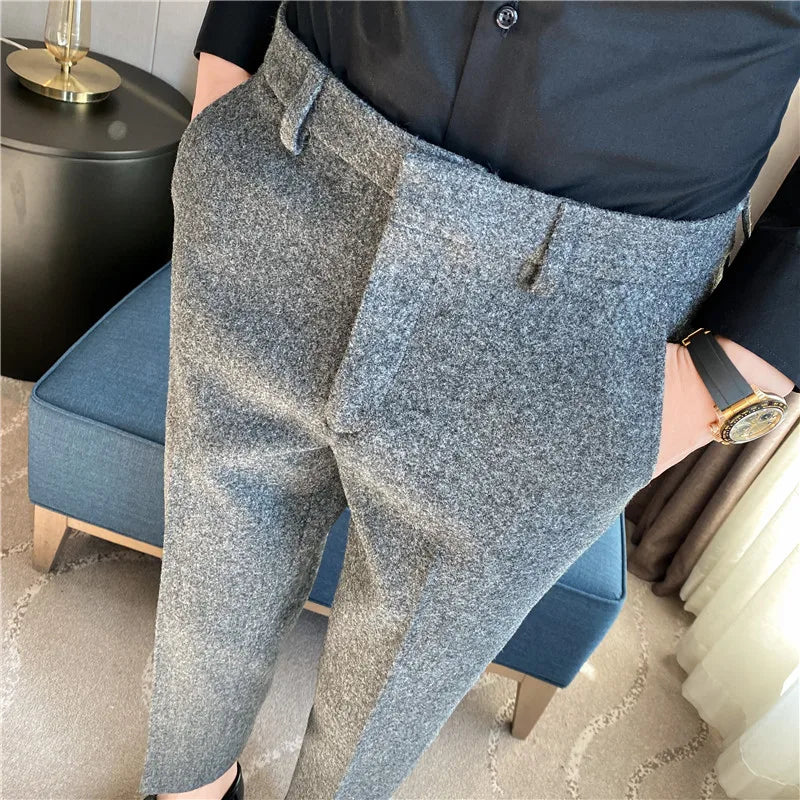 New Thick Business  Woolen Trousers for Men