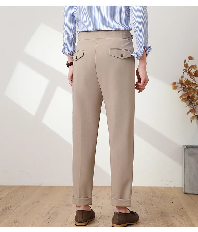 High Quality Men High Waist Suit Pants