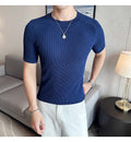Men's Business Casual Slim Fit Silk Short Sleeve T Shirt