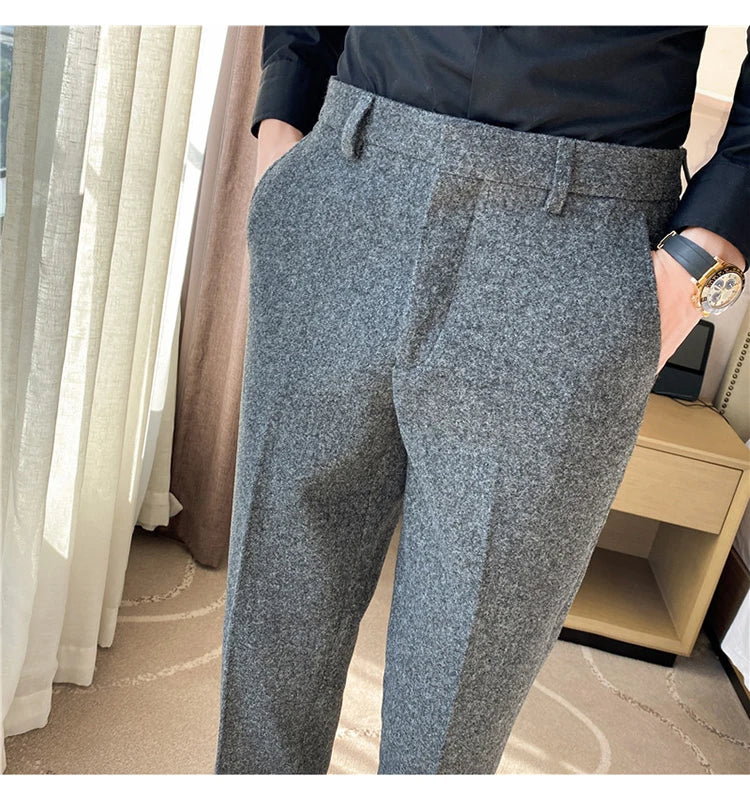 New Thick Business  Woolen Trousers for Men