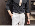 Men Striped Shirt Business Slim Fit Casual Non Iron Long Sleeve