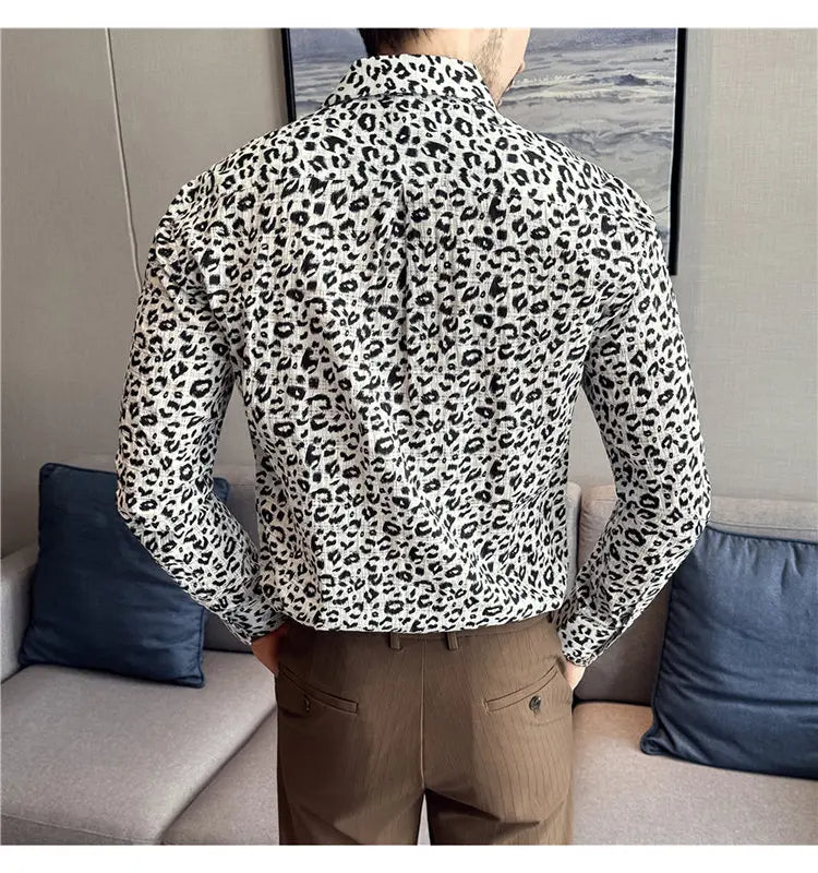 Men's Long-sleeved Floral  Shirt with High-quality