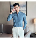 British Style Striped  Men' s Long Sleeve  Shirt