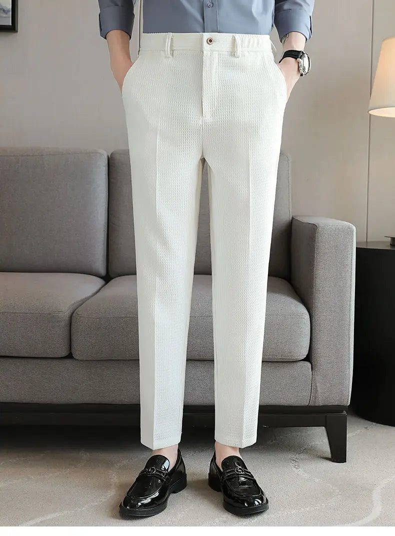 Smart  Casual  Men Buisness  Solid Color Suit Pants   Streetwear Fashion