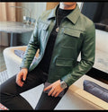Men Fashion Lapel streetwear  Jacket Casual Business leather coats