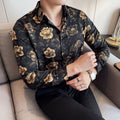 Men's Latest  Fashionable  Long-Sleeved Floral Shirt