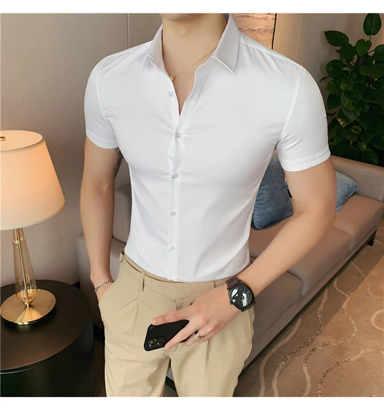 Latest 2025  Men's  Short Sleeved Casual Business shirt