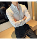 British Style Striped  Men' s Long Sleeve  Shirt