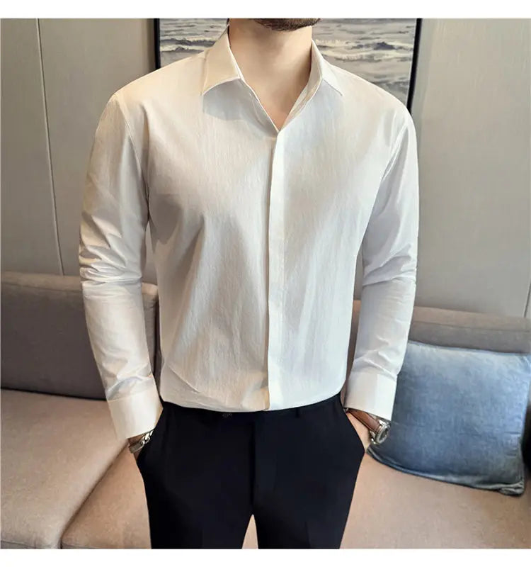 Cotton Men's Long - Sleeved Dress Shirt