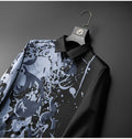 Men's Luxury  Printed  Long Sleeve Silk  Shirt
