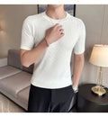 Men's Business Casual Slim Fit Silk Short Sleeve T Shirt