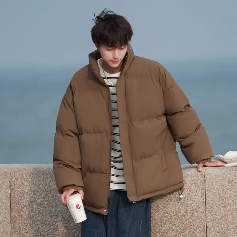Winter 2025 New Fashion Coats. Men's unique  Basic Stand Collar Loose Down Quilted Jackets