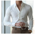 Men's Italian Collar Shirt, Wrinkle-free, Fashionable, Slim-fit